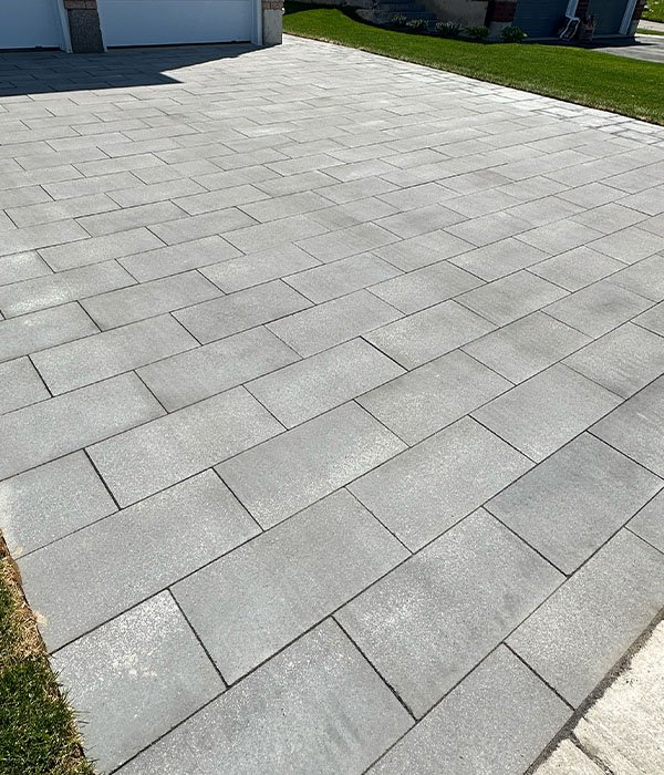 Interlocking stone in driveway