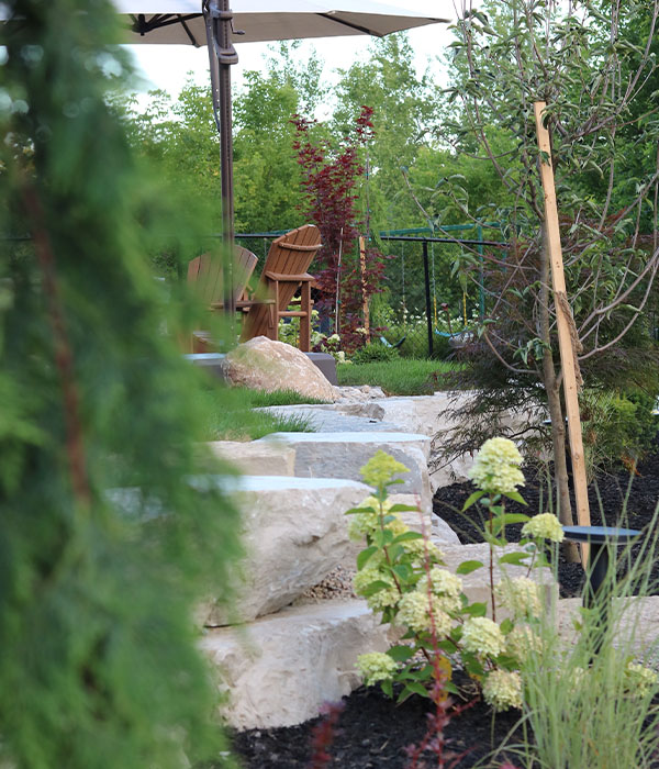 Decorative stone in patio